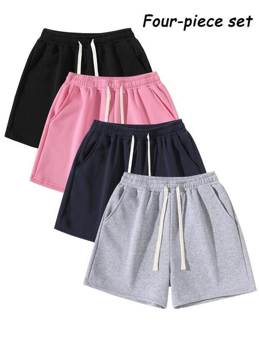 Men's Solid Color Drawstring Waist Shorts