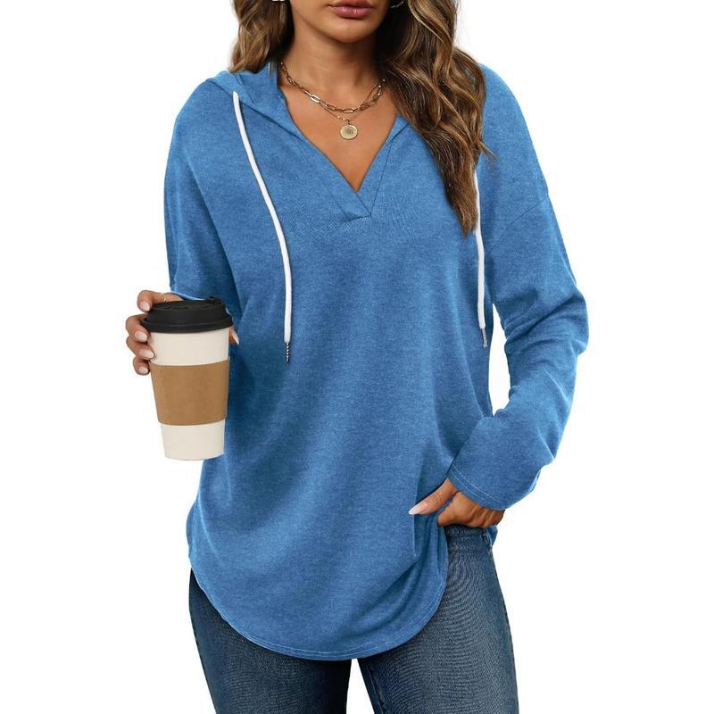 Women's Plaid V-Neck Tunic Sweatshirt