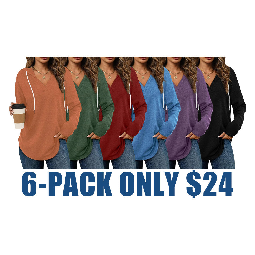 Women's Plaid V-Neck Tunic Sweatshirt